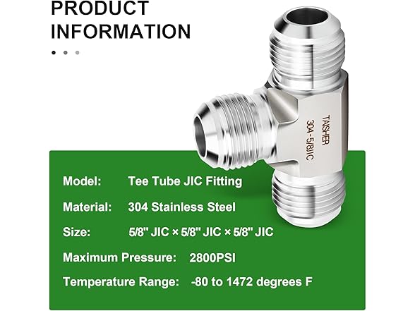 5/8 JIC Male Tee 304SS Forged Fitting