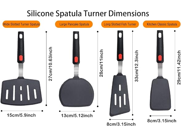Wiztoynia Silicone Spatula Turners, 4pc