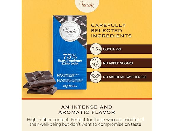 Venchi 70% Reduced Sugar Dark Choc Bar 3