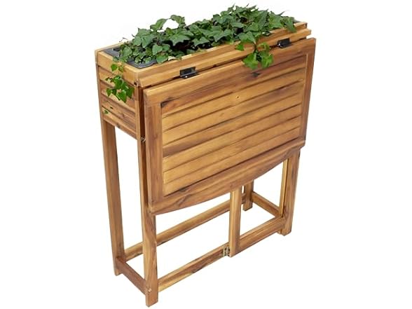 Sunnydaze Acacia Wood Raised Garden Bed with Shelf