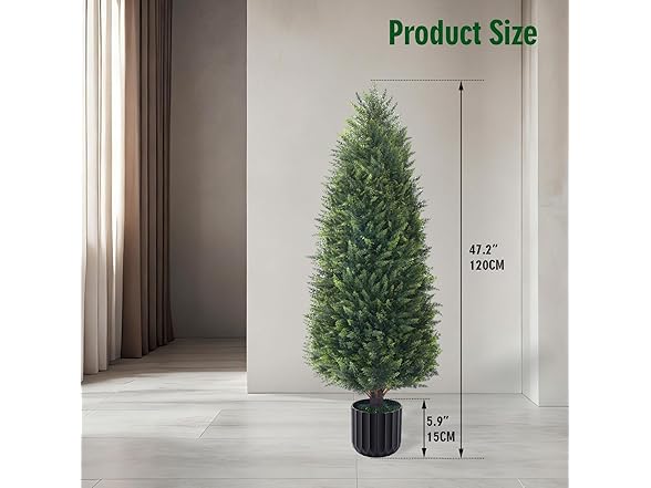 Set of 2 4FT Artificial Cedar Topiary Trees