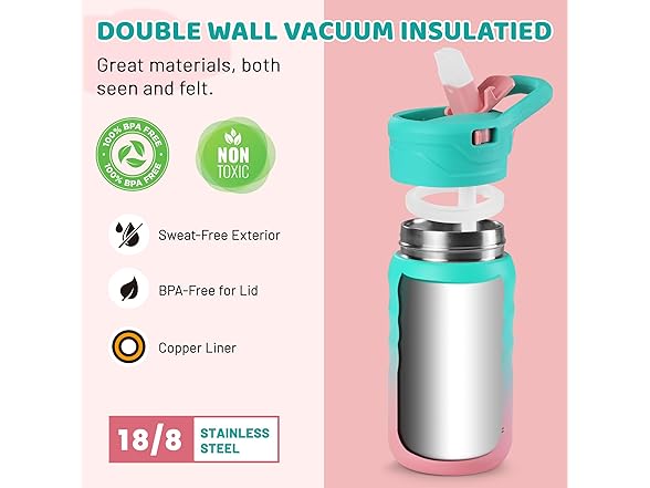 HAUSHOF Kids Water Bottle 12 oz BPA-free