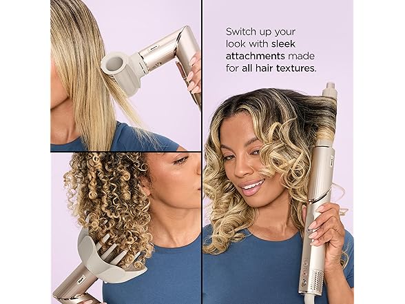 Shark FlexStyle Air Styling & Drying System, Powerful Hair Blow Dryer & Multi-Styler with Auto-Wrap Curlers, Curl-Defining Diffuser, Oval Brush, & Concentrator Attachment, Stone, HD435 (Open Box)