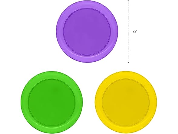 Hard Plastic 40 CT Round Dessert Plates Green/ Purple/ Yellow