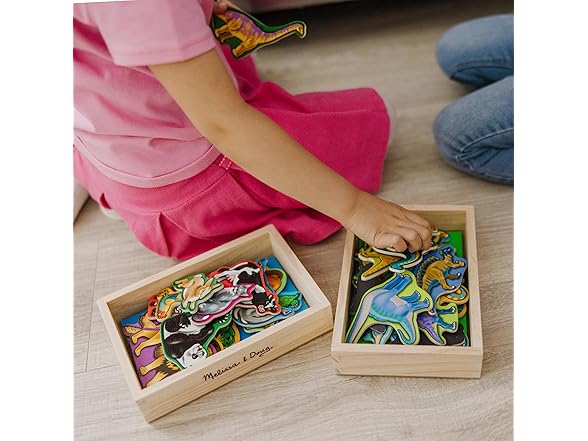 Melissa & Doug Wooden Magnets Set - Animals and Dinosaurs