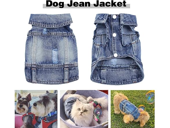 Jean Jacket for Dogs Blue Lapel Vest Coat Co