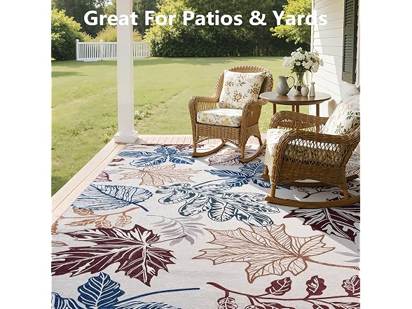 UKISS Beige Washable Outdoor Rug 8' x 10'