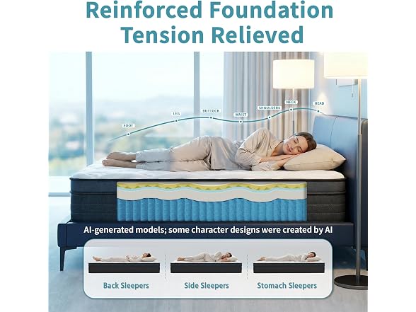 inight Luxury King Size Mattress, 14 Inch Hybrid Medium Firm Euro Top