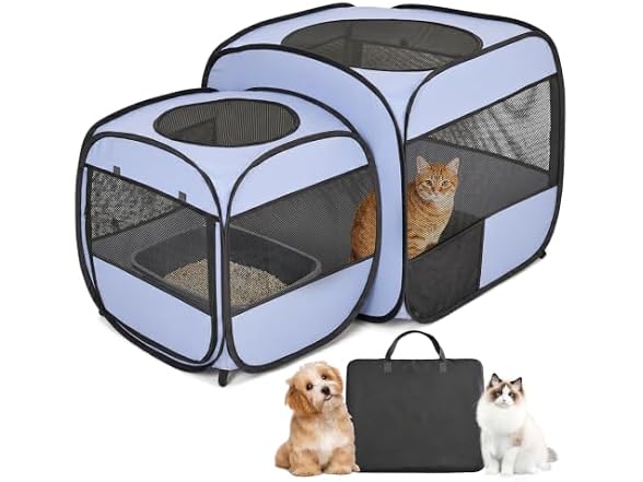 EighteenTek® 2-in-1 Portable Cat Playpen(End