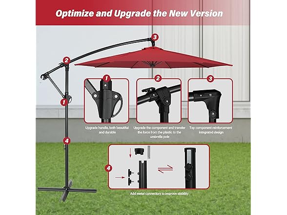 Simple Deluxe 9.8ft Offset Umbrella Cantilever Patio Hanging Umbrella