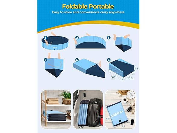 VISTOP Jumbo Foldable Dog Pool, Hard Plastic