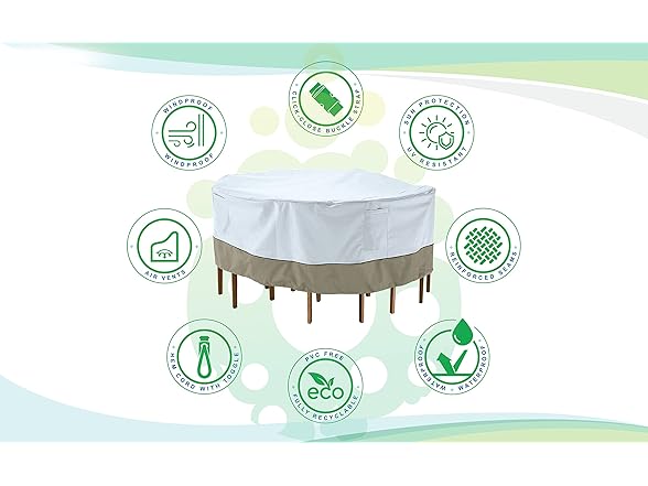 96" Round Patio Table with Chairs Cover