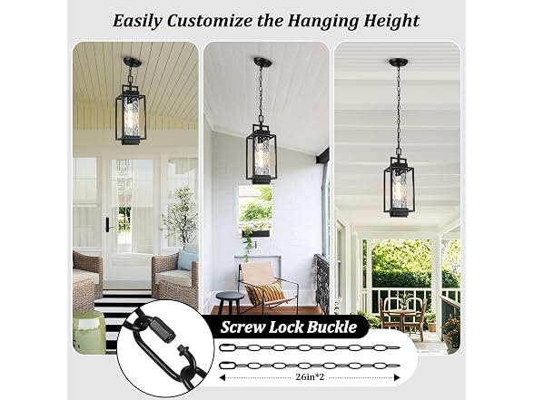 BesLowe Outdoor Pendant Light with LED Bulb