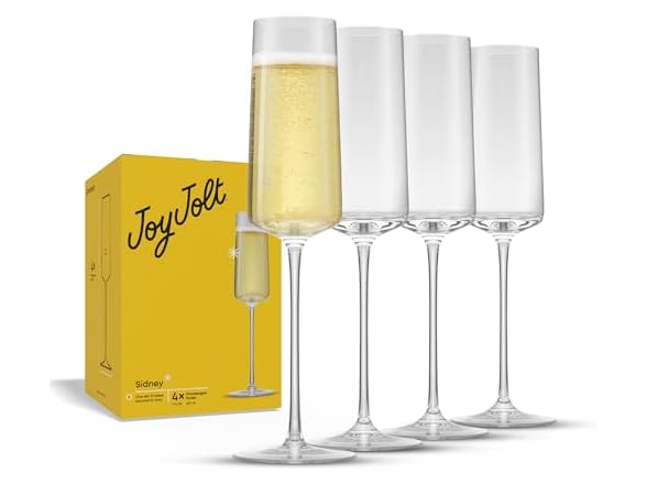 JoyJolt Sidney Stemmed Champagne Flutes Set of 4