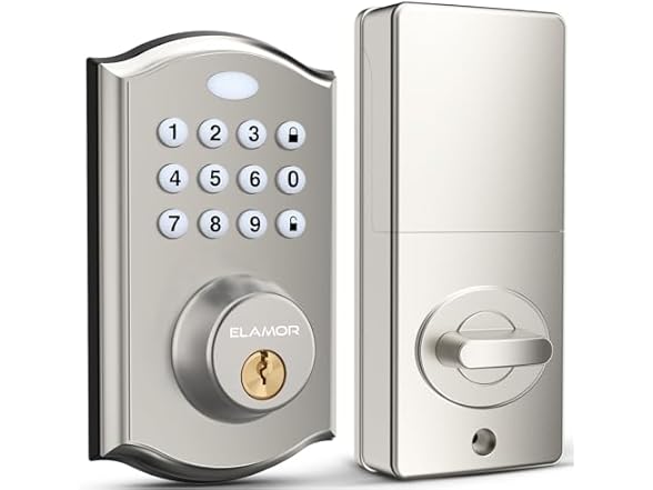 ELAMOR M19 Smart Keypad Deadbolt Lock Sanded Nickel