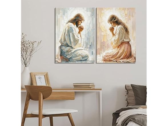 Generic 2Pcs Jesus Canvas Wall Art