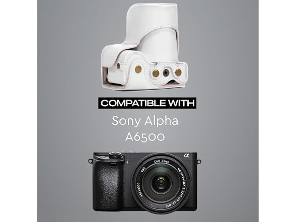 MegaGear Ever Ready Leather Camera Case and Strap (Fits Up to 16-70mm Lens) (White)
