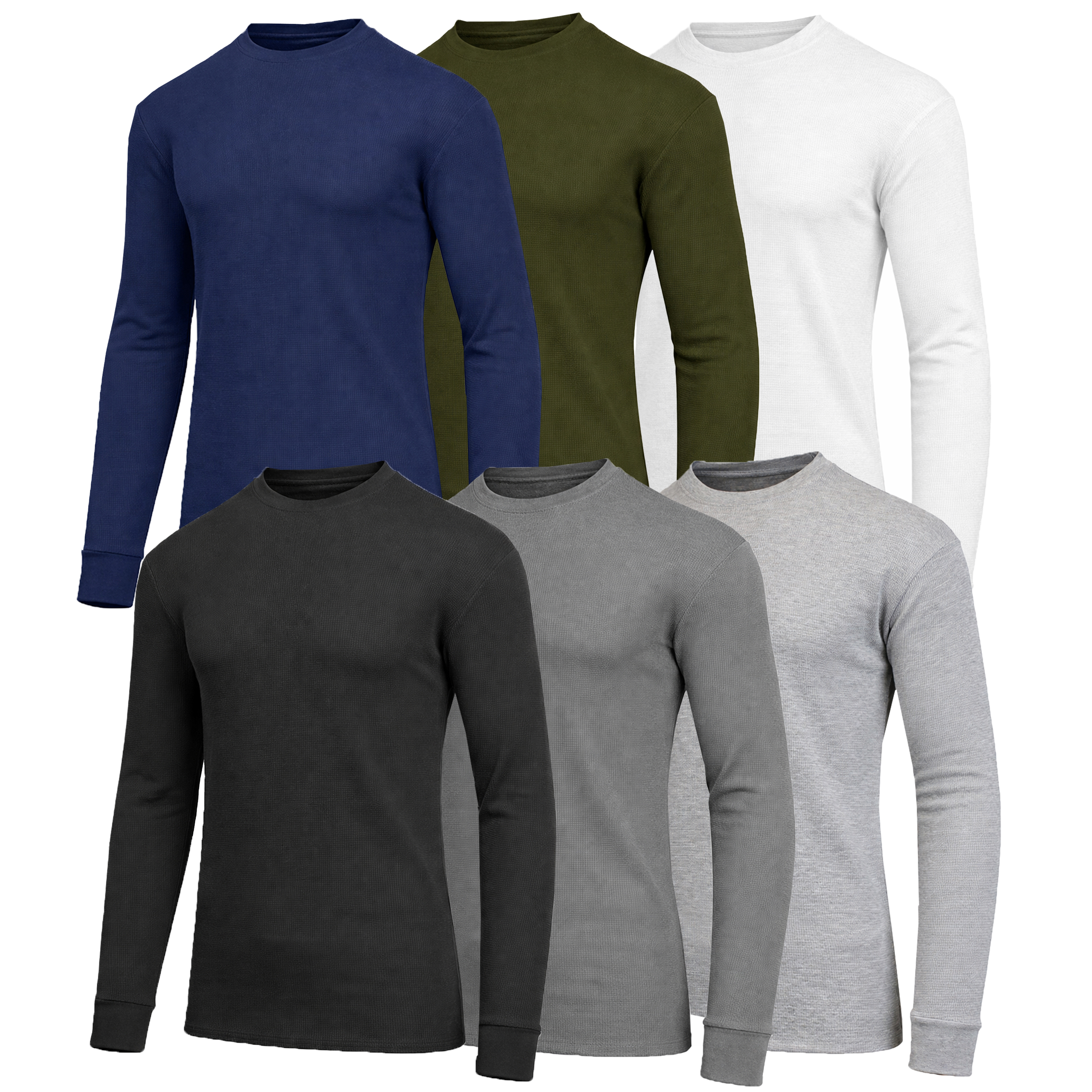 5Pk Mens Waffle-Knit Thermal Shirts - Gallery 5
