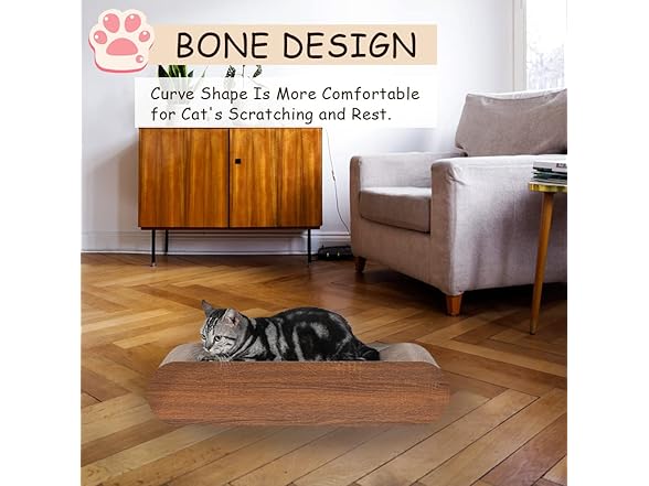 Cat Scratcher, Cardboard Lounge Bed, Bone Shaped