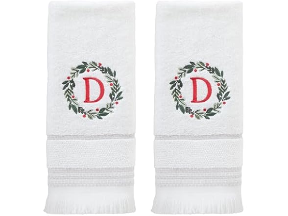 SKL Home Christmas/Winter Wreath Monogram Towel, D