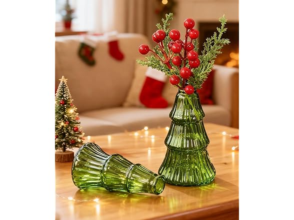 Christmas Tree Glass Terrarium Vases 4pc or 6pc