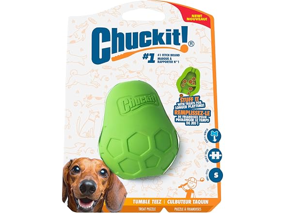 Chuckit! Tumble Teez Dog Treat Puzzle Toy, Small Green