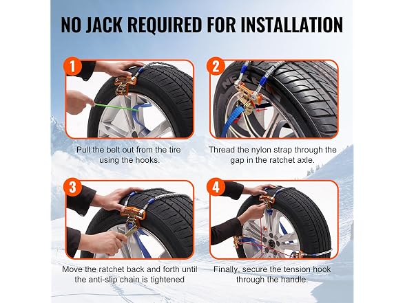 8 PCS Snow Chains, Tire Traction Wheel Chains