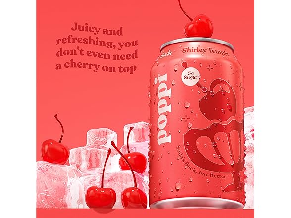 12PK Poppi Sparkling Prebiotic Soda Shirley Temple
