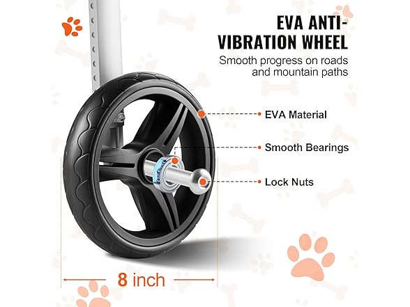 VEVOR 2 Wheels Dog Wheelchair for Back Legs