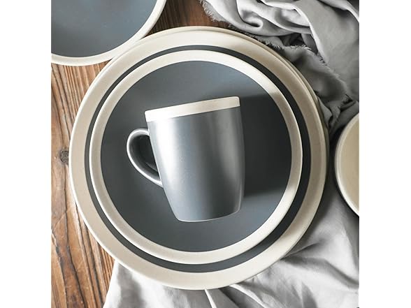 Stone Lain 16-Piece Dinnerware Set, Gray