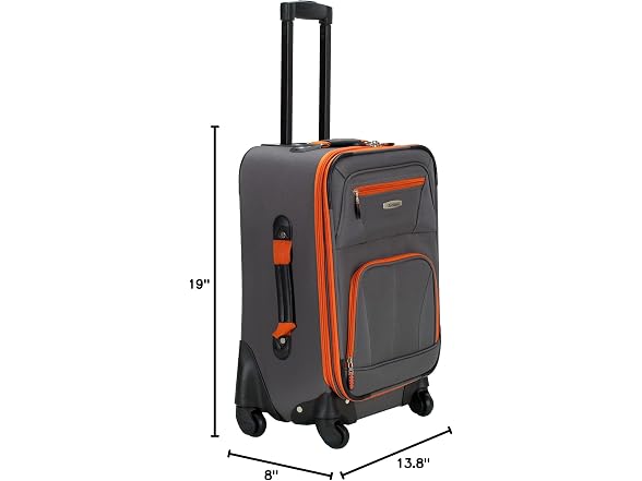 Rockland Pasadena Expandable Spinner Carry-on 19", Charcoal