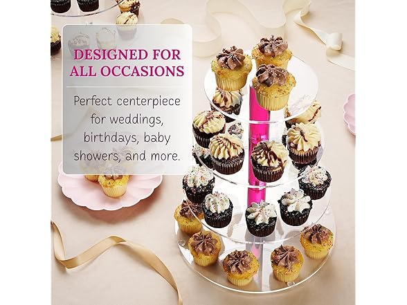 4-Tier Pink Acrylic Cupcake Stand