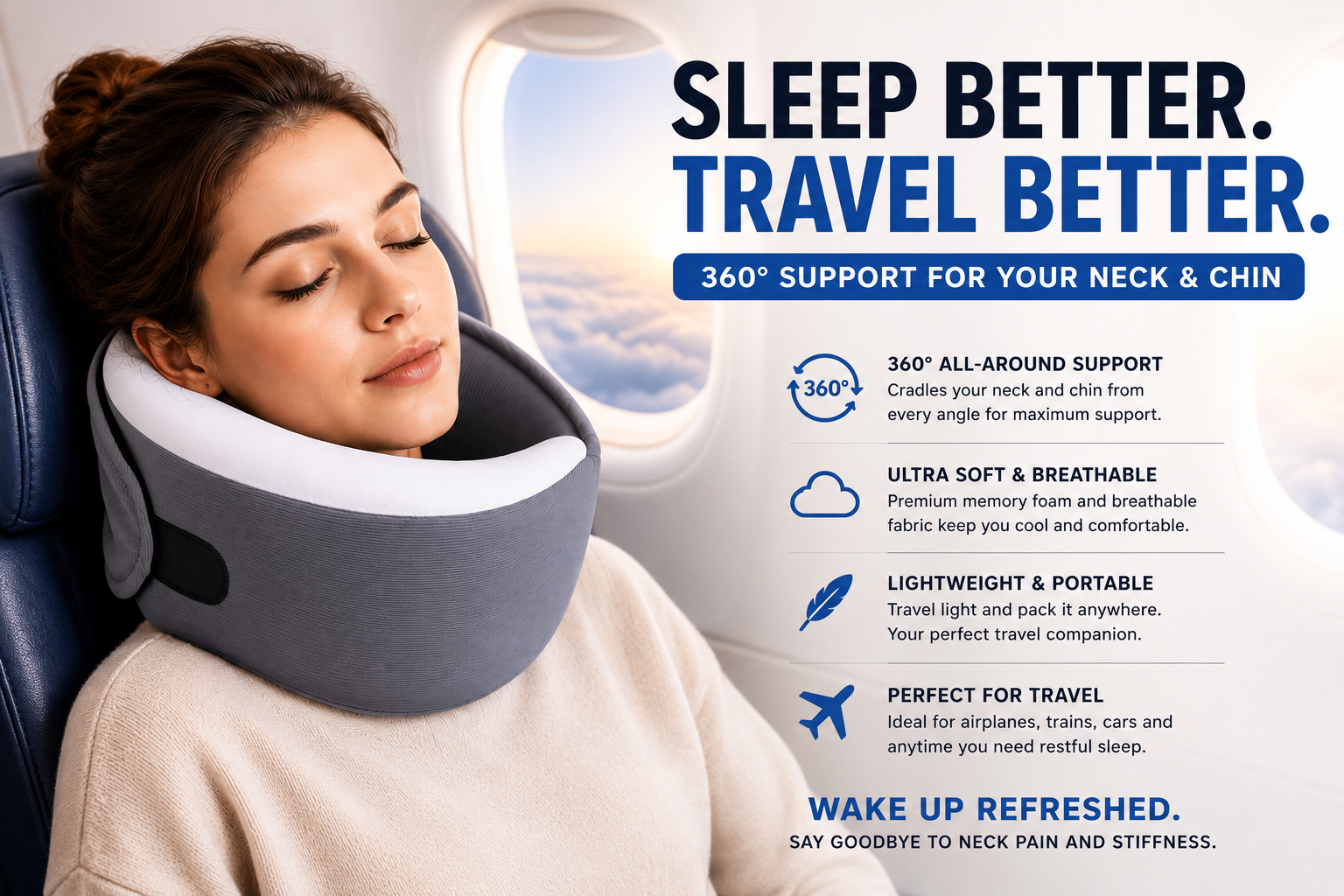Neck Travel Pillow w/ Eye Mask - Gallery 10