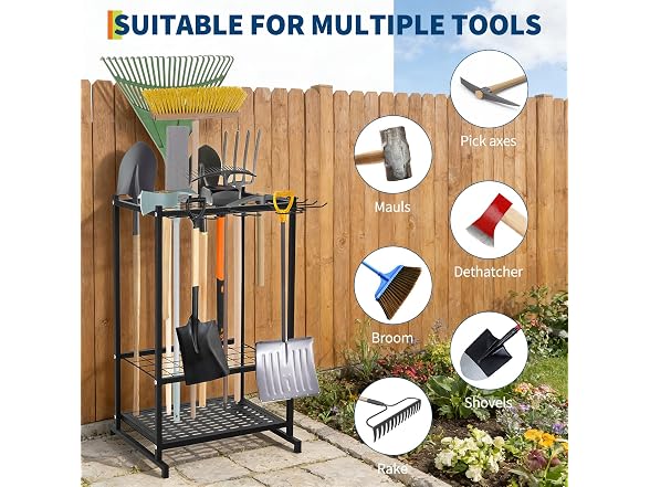 Garden Tool Organizer,3 Tier Yard Storage Rack