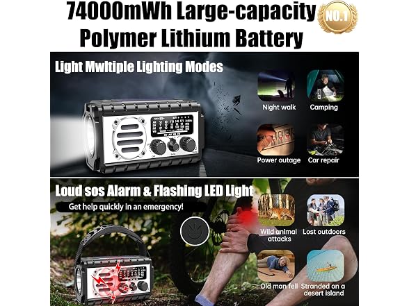 QALYVYW Solar Crank Emergency Radio