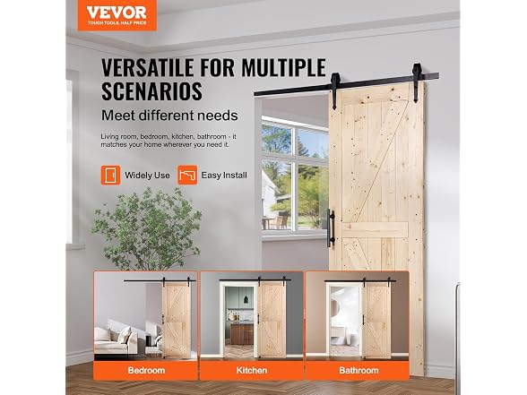Barn Door and Hardware Kit, 30" x 84" Wood