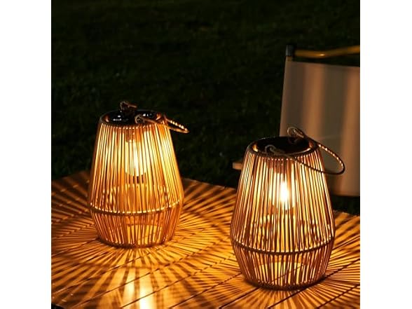 KagoLing Rattan Solar Lanterns 2Pk