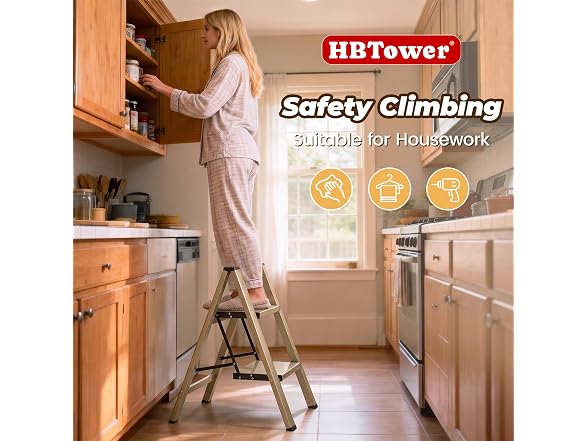 HBTower 2 Step Ladder Aluminum Folding