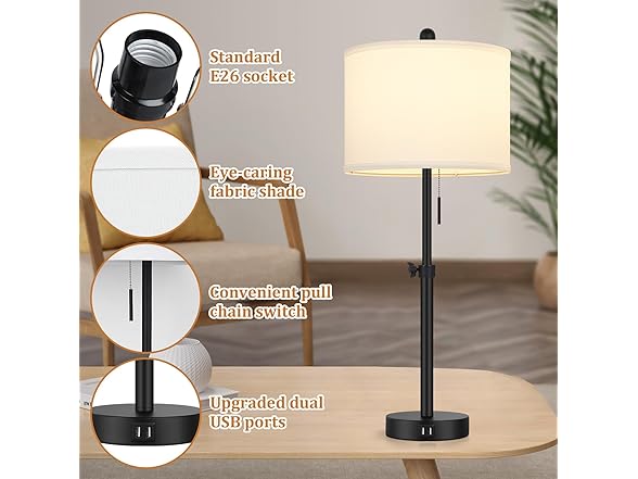 Kondras Table Lamp for Bedroom Set of 2