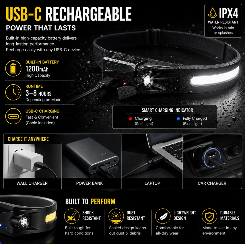 Rechargeable COB LED Headlamp - Gallery 8