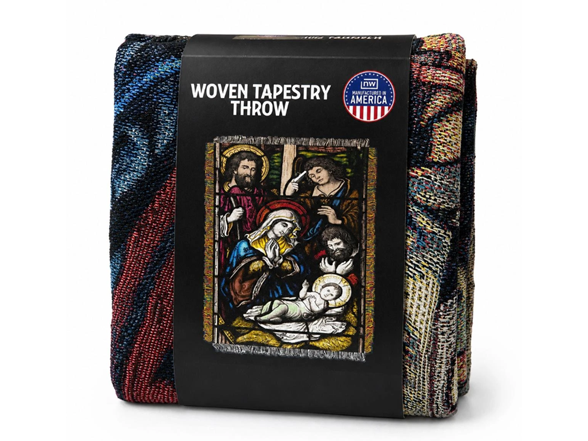 Stained Glass Nativity Tapestry Blanket