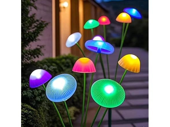 Slssqhz GAR-114 4pc Solar Mushroom Garden Lights RGB