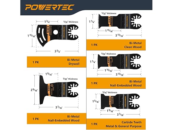 Oscillating Blade 5pc Set Bi-Metal