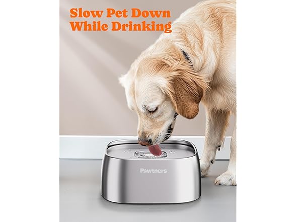 Pawtners W0766 Dog Water Bowl No Spill Sliver