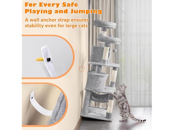 Yaheetech 62.5inches Cat Tree Cat Tower, Lt Gray