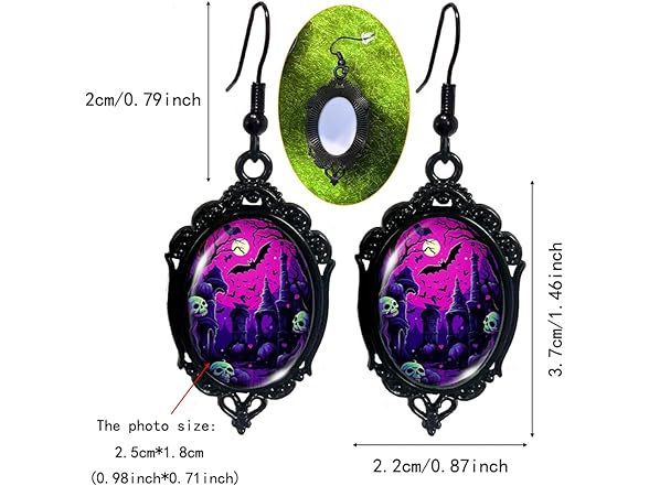 GYRMMUE Gothic Bat Cameo Earrings