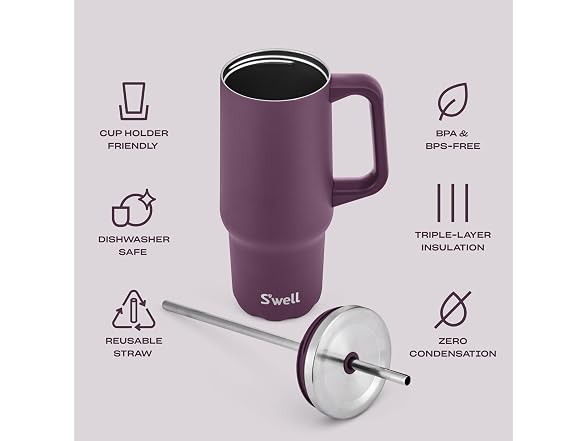 S'well Recycled Stainless Steel Tumbler XL 30oz, Plum