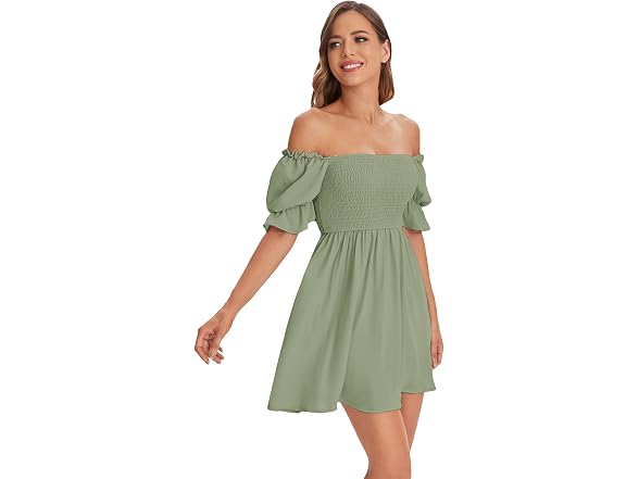 Wdirara Women (XS) Square Neck Flounce Short Dress