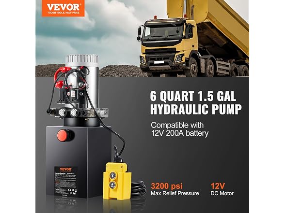 Hydraulic Pump, 6 Quart Hydraulic Power Unit