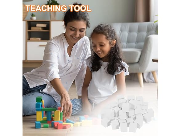 uxcell 50Pcs Wood Blocks for Crafts, 13/16